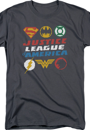 8-Bit Logos Justice League of America DC Comics T-Shirt