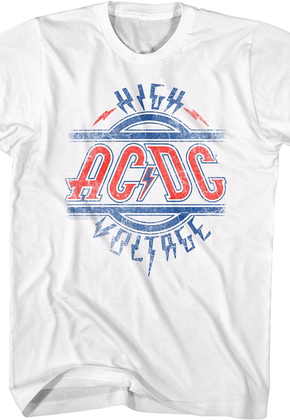 Red White And Blue High Voltage Logo ACDC T-Shirt