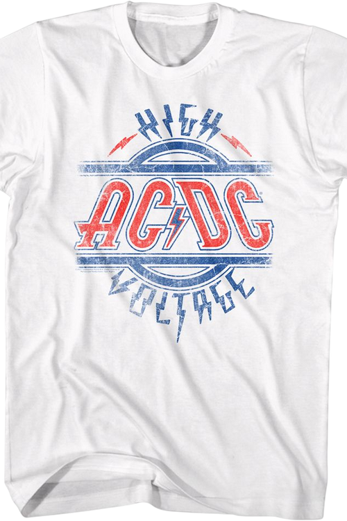 Red White And Blue High Voltage Logo ACDC T-Shirt