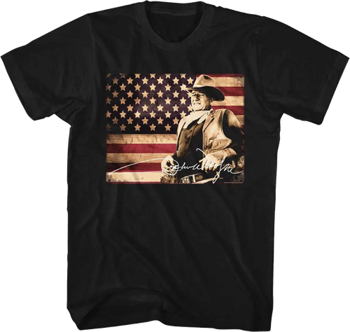 American Flag Autograph John Wayne T-Shirt