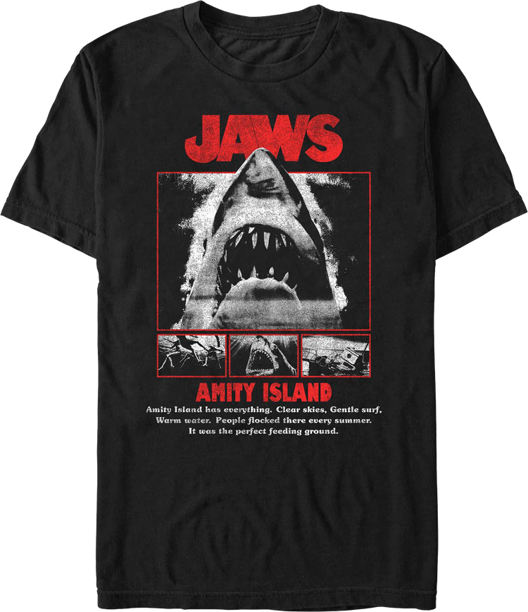 Amity Island Shark Collage Jaws T-Shirt