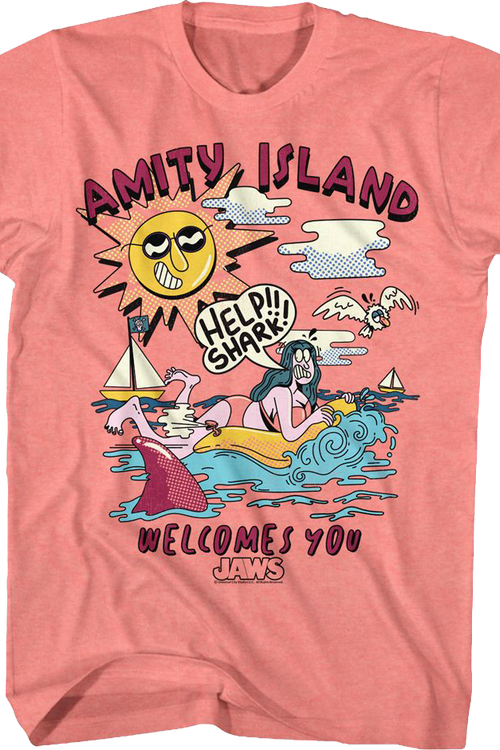 Amity Island Welcomes You Illustration Jaws T-Shirt