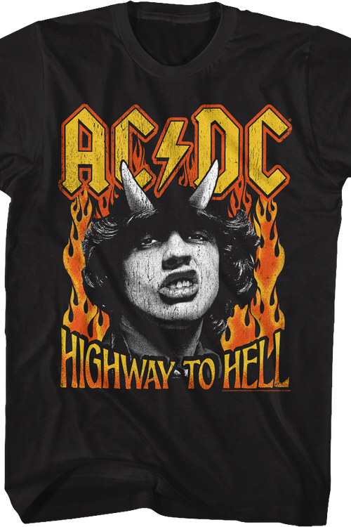 Angus Young Highway To Hell Flames ACDC Shirt
