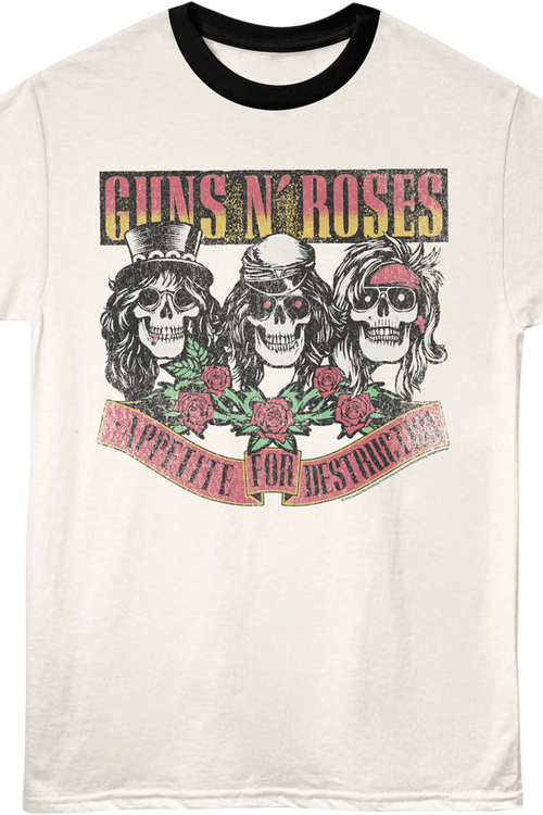 Appetite For Destruction Skulls & Banner Guns N' Roses Ringer Shirt
