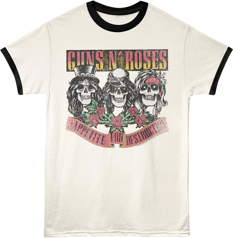 Appetite For Destruction Skulls & Banner Guns N' Roses Ringer Shirt