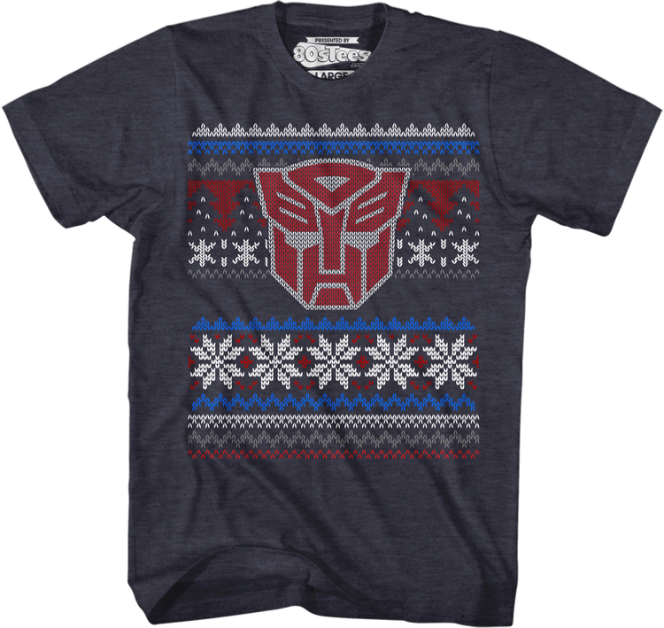 Autobot Faux Ugly Christmas Sweater Transformers T-Shirt