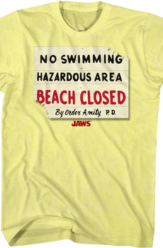 Beach Closed Sign Jaws T-Shirt