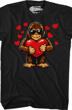 Bigfoot Valentine's Day Heart T-Shirt