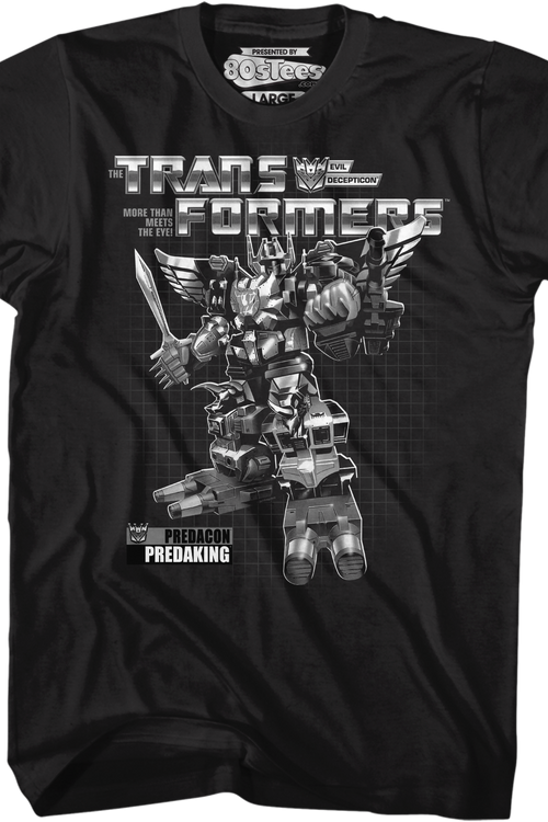 Black and White Box Art Predaking Transformers T-Shirt