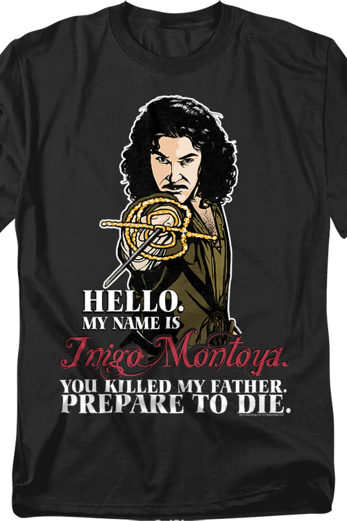 Black Inigo Montoya Illustration Princess Bride T-Shirt