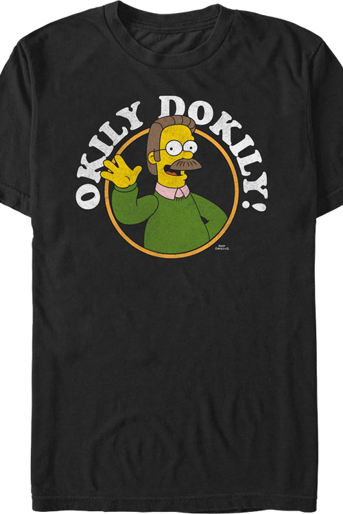 Black Ned Flanders Okily Dokily Simpsons T-Shirt