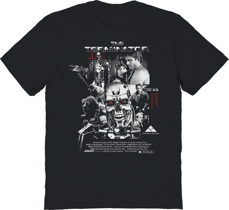 Black Vintage Collage Poster Terminator T-Shirt