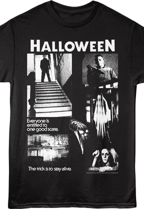 Black & White One Good Scare Collage Halloween T-Shirt