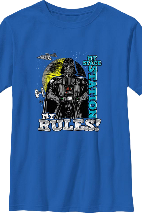 Boys Youth Darth Vader My Space Station My Rules Star Wars Shirt