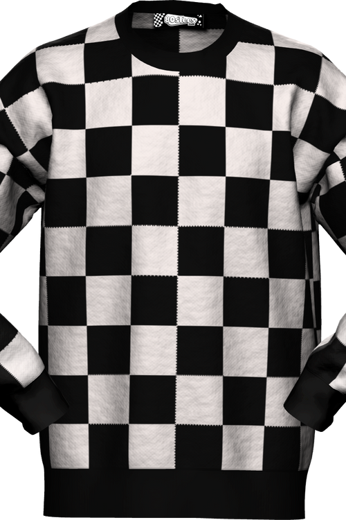 Checkerboard Pattern Knitted Sweater