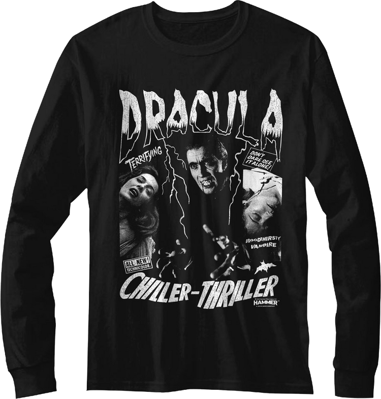 Chiller-Thriller Dracula Hammer Films Long Sleeve Shirt