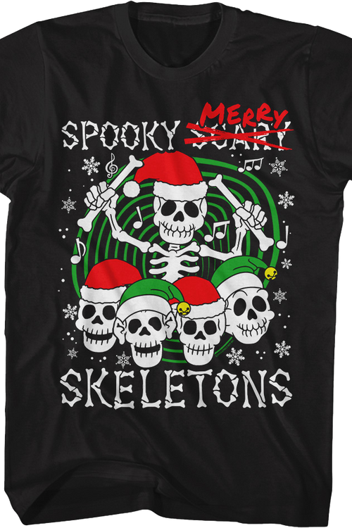 Christmas Hats Spooky Merry Skeletons T-Shirt