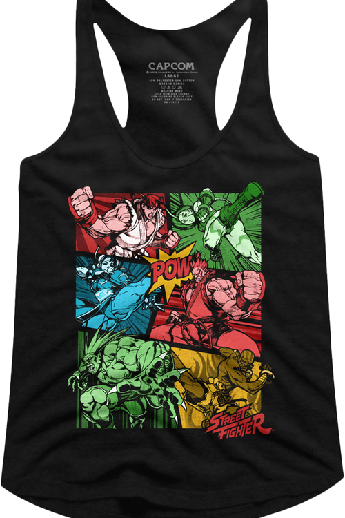 Ladies Comic Book Action Street Fighter Racerback Tank Top