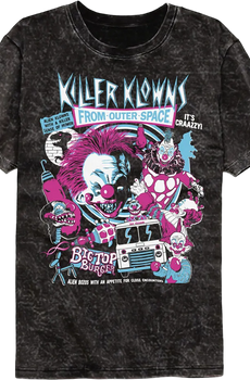 Crazy Collage Killer Klowns From Outer Space Mineral Wash T-Shirt