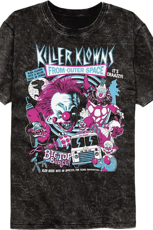 Crazy Collage Killer Klowns From Outer Space Mineral Wash T-Shirt