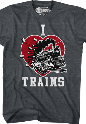 Dark Heather I Love Trains Lionel Trains T-Shirt