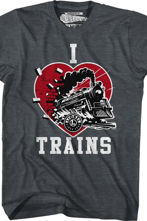 Dark Heather I Love Trains Lionel Trains T-Shirt