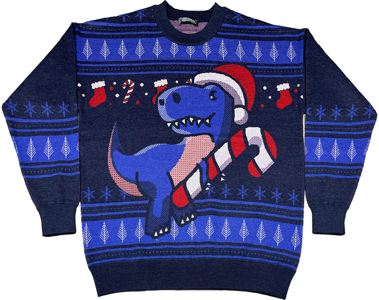 Festive Dinosaur Knitted Christmas Sweater