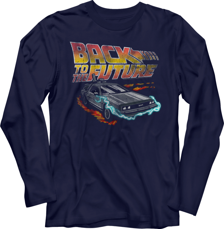 Distressed DeLorean Time Machine Back To The Future Long Sleeve Shirt