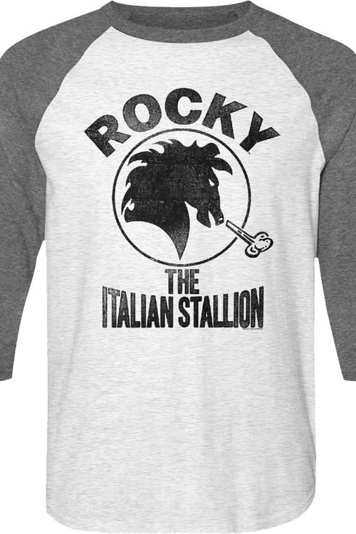 Distressed Italian Stallion Logo Rocky Raglan Baseball Shirt