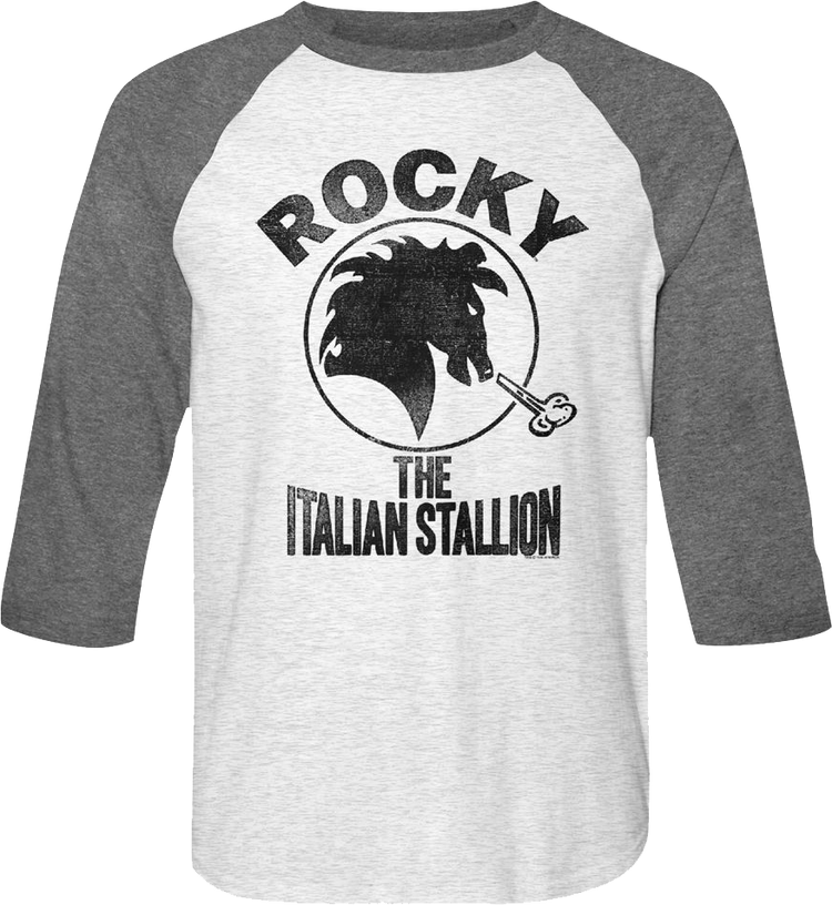 Distressed Italian Stallion Logo Rocky Raglan Baseball Shirt