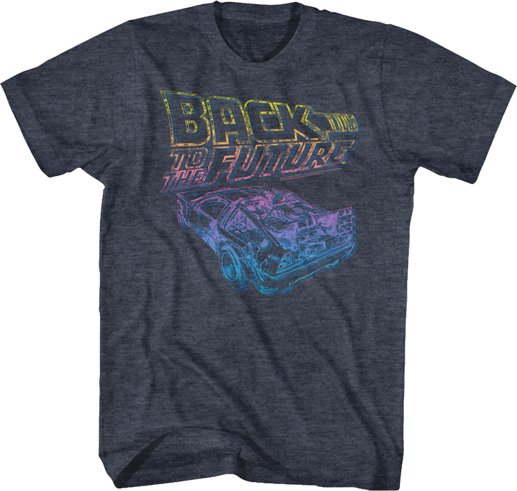 Distressed Neon Logo And DeLorean Back To The Future T-Shirt