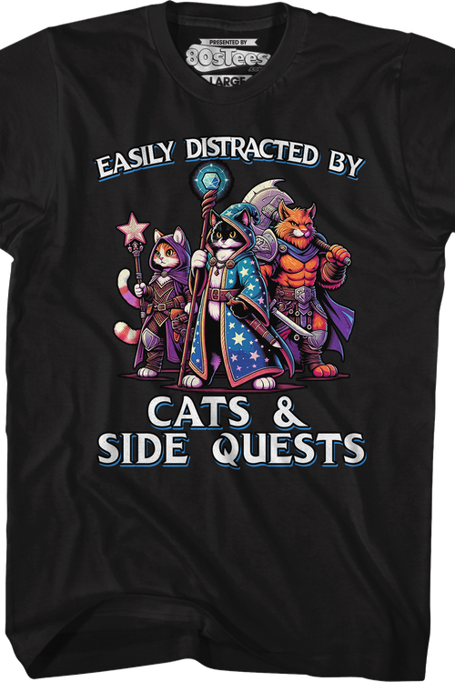 Easily Distracted By Cats & Side Quests T-Shirt