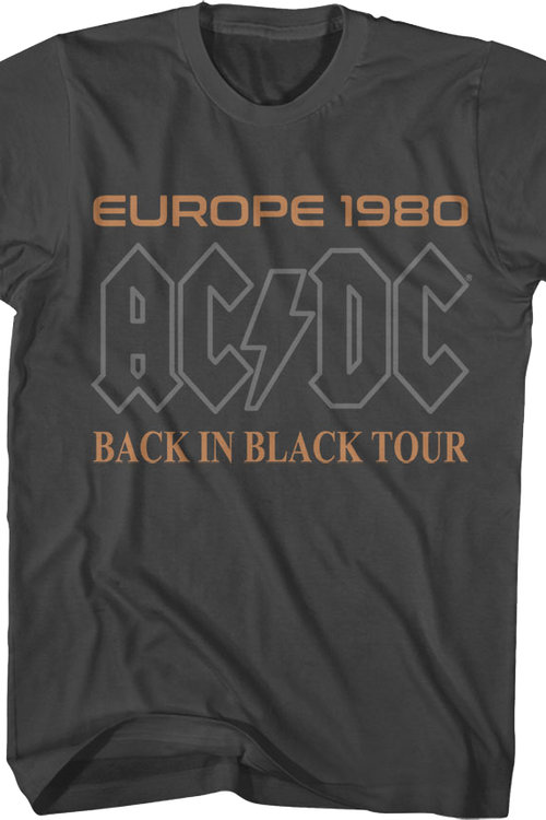 Europe 1980 Back In Black Tour ACDC T-Shirt
