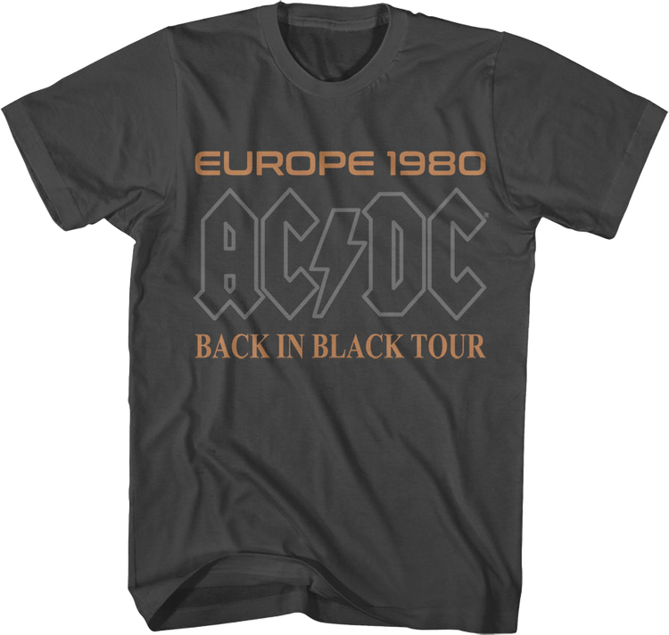 Europe 1980 Back In Black Tour ACDC T-Shirt