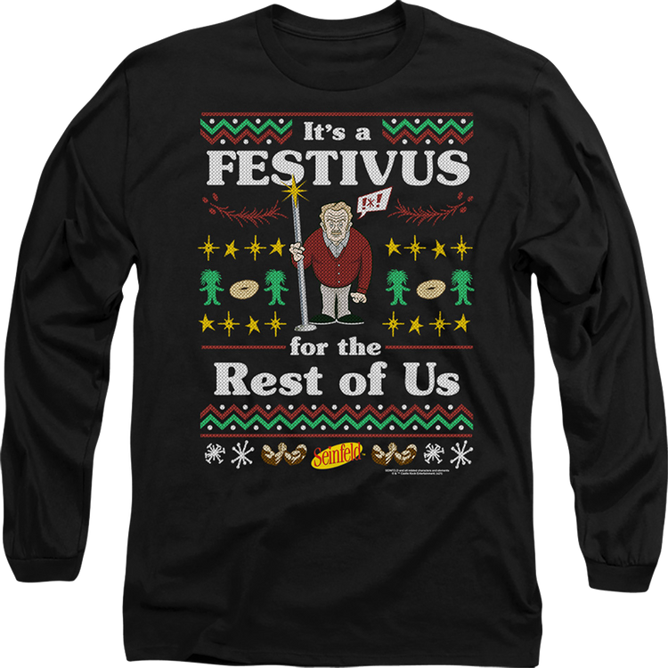 Faux Ugly Festivus Sweater Seinfeld Long Sleeve Shirt