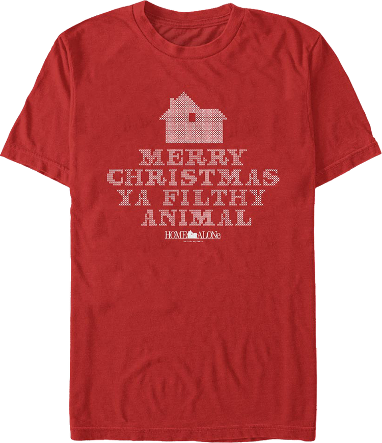 Filthy Animal Faux Ugly Knit Christmas Sweater Home Alone T-Shirt