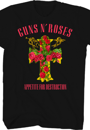 Appetite For Destruction Floral Cross Guns N' Roses T-Shirt