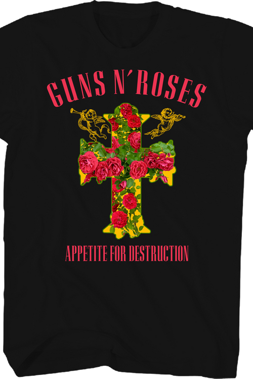 Appetite For Destruction Floral Cross Guns N' Roses T-Shirt
