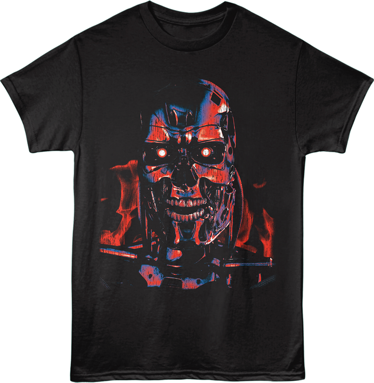 Front & Back Endoskeleton Flames Terminator T-Shirt
