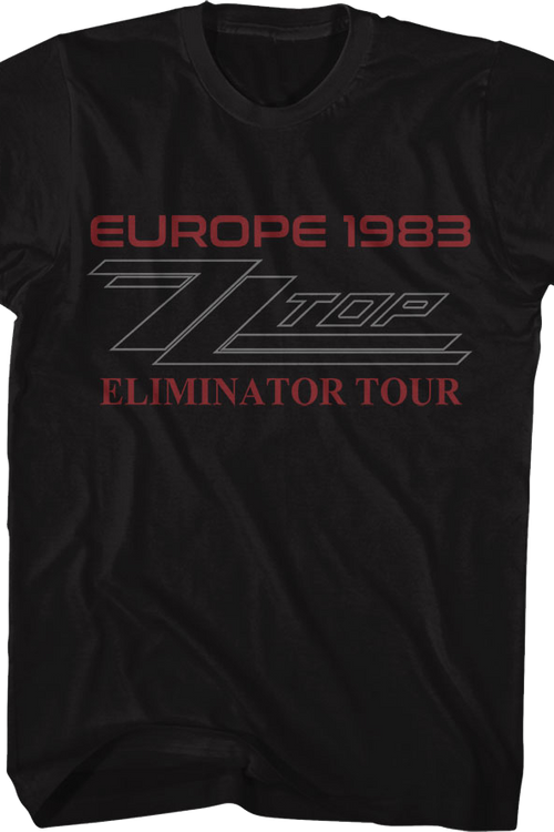 Front & Back Europe 1983 Eliminator Tour ZZ Top T-Shirt