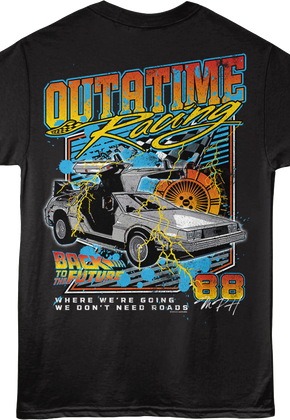 Front & Back OUTATIME Racing Back To The Future T-Shirt