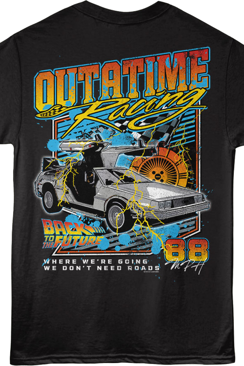 Front & Back OUTATIME Racing Back To The Future T-Shirt
