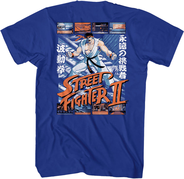 Front & Back Ryu Fight Scenes Street Fighter II T-Shirt