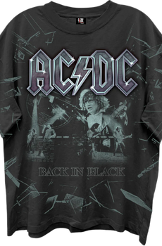 Front & Back Shattered Glass Back In Black ACDC Oversized T-Shirt