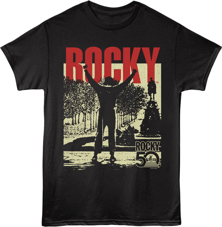 Front & Back Win Rocky Win 50th Anniversary Rocky T-Shirt