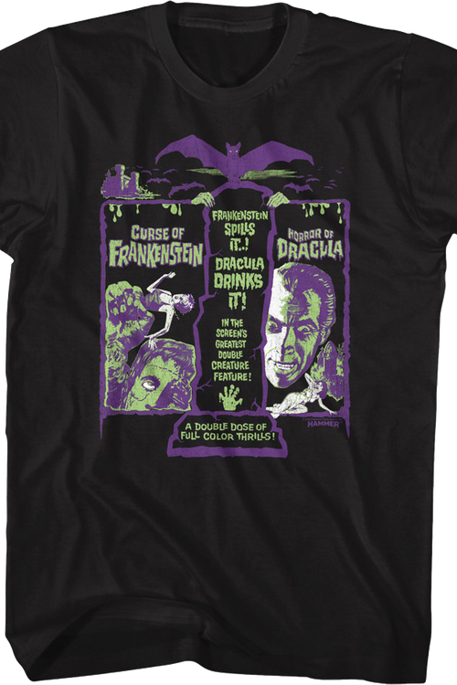 Greatest Double Creature Feature Hammer Films T-Shirt