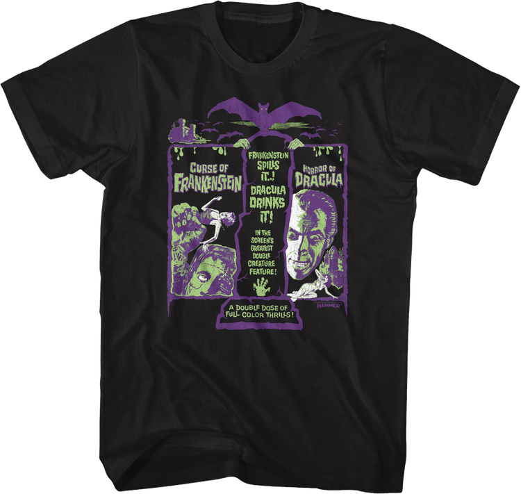 Greatest Double Creature Feature Hammer Films T-Shirt