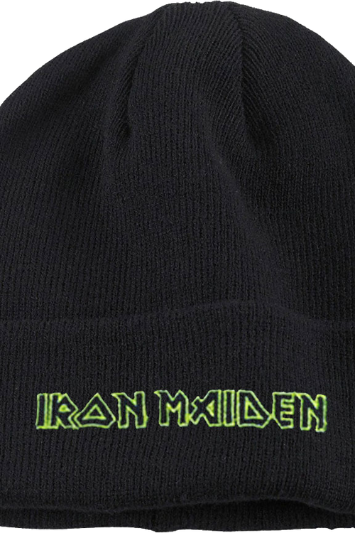 Green Logo Iron Maiden Cuff Beanie