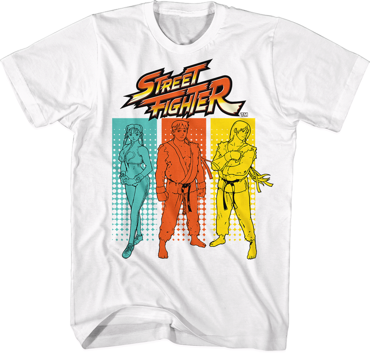 Halftone Rectangles Street Fighter T-Shirt