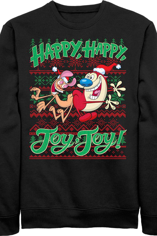 Ren & Stimpy Faux Ugly Christmas Sweater Nickelodeon Sweatshirt